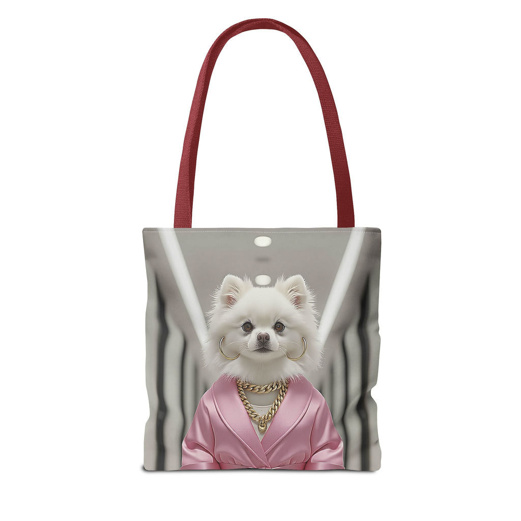 Luxury Dog Art Tote Bag – Pink Robe Puppy Tote for Dog Lovers