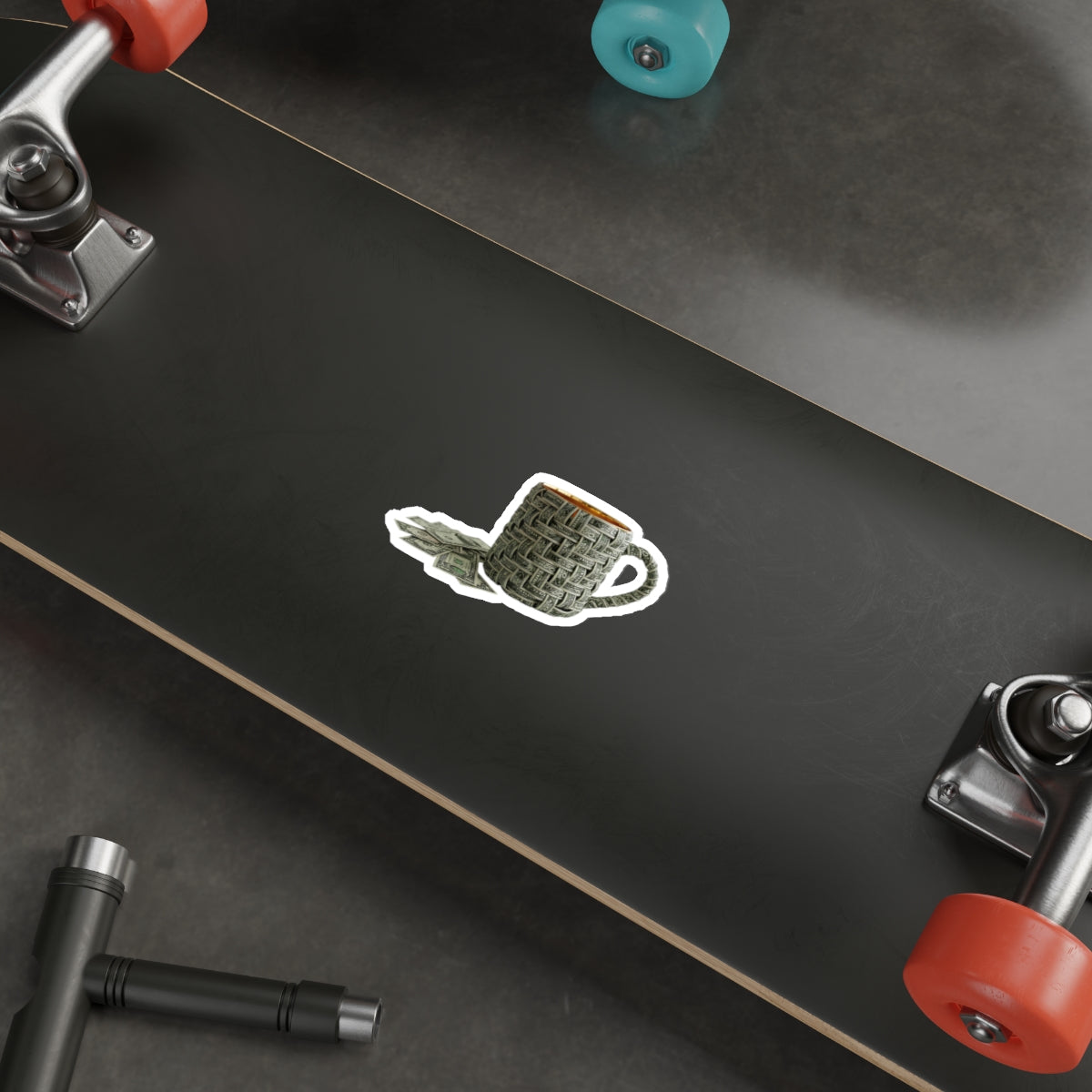 Money Mug Die-Cut Sticker — Minimalist Dollar Bill Woven Design