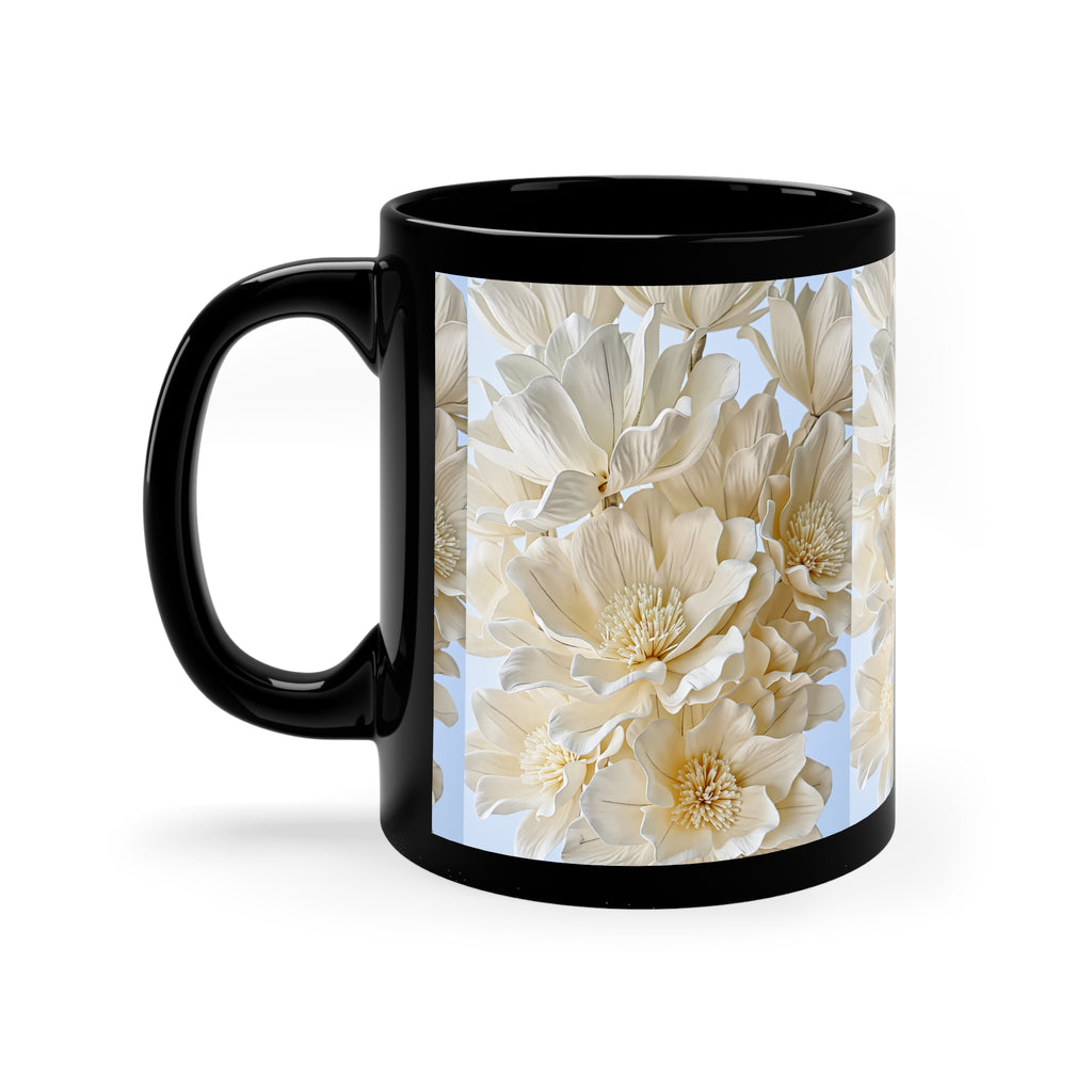 Cream Blossom Art Mug Elegant Floral Coffee Cup for Everyday Luxury