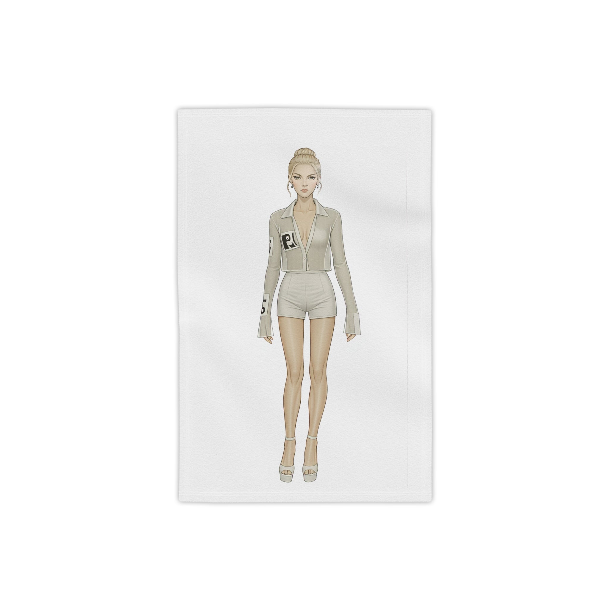 Minimalist Fashion Illustration Beach Towel – Vertical Modern Art Design