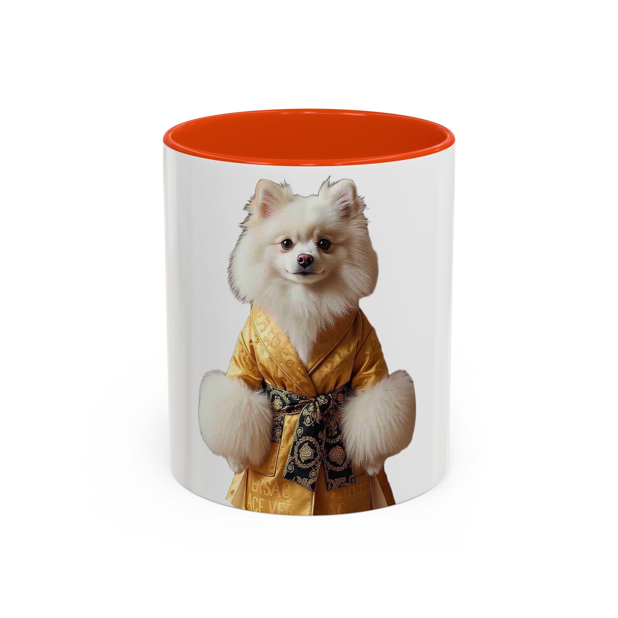 Pomeranian in Golden Robe Mug — Colorful 11oz & 15oz Ceramic Coffee Mug