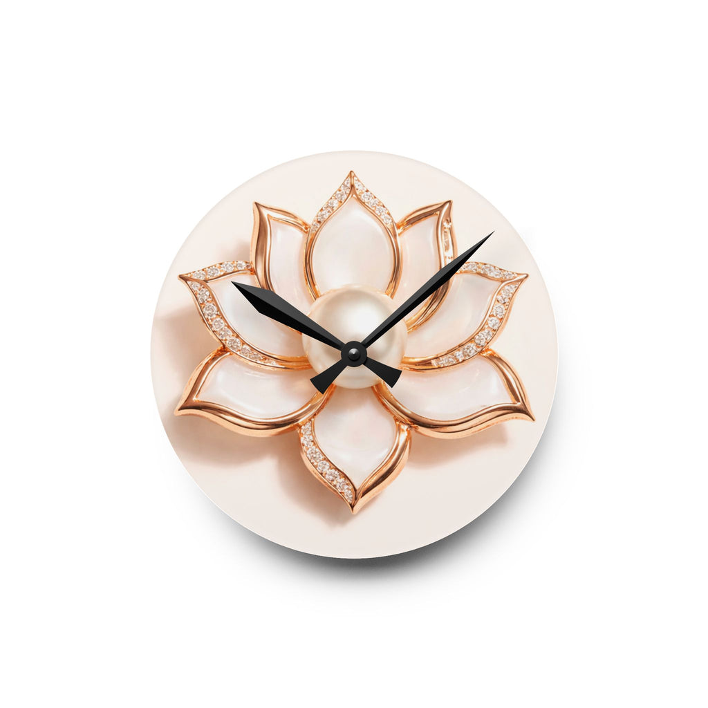 Acrylic Wall Clock with Lotus Floral Design