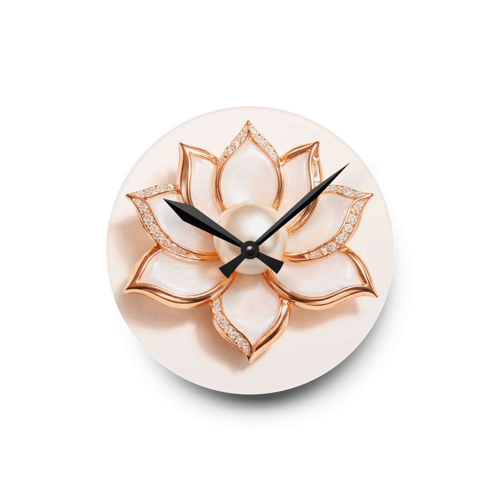 Acrylic Wall Clock with Lotus Floral Design