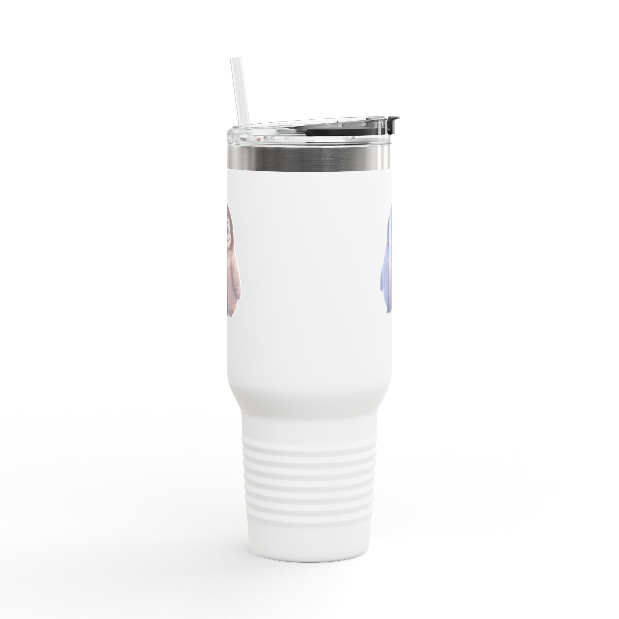 Penguin Minimalist 40oz Insulated Travel Mug — White Tumbler with Handle & Secure Lid