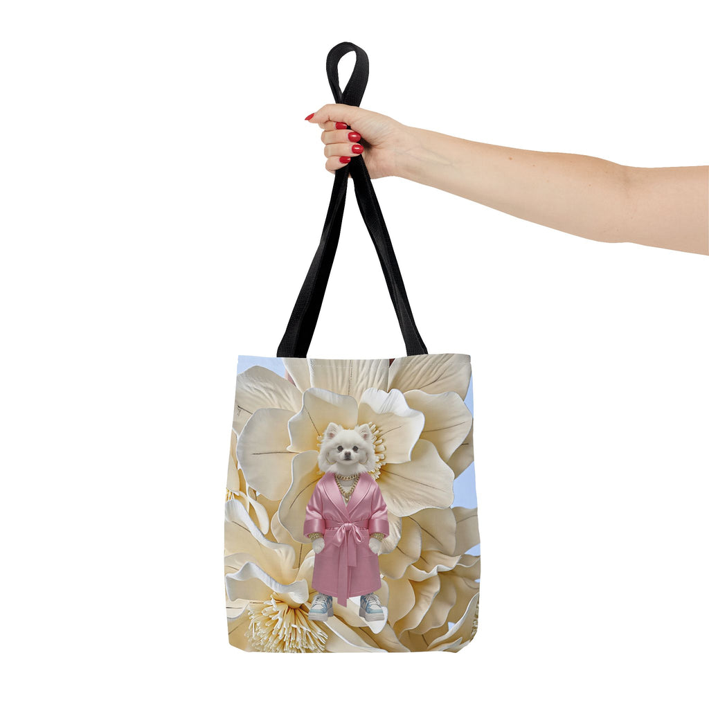 Elegant Dog in Pink Robe Tote Bag