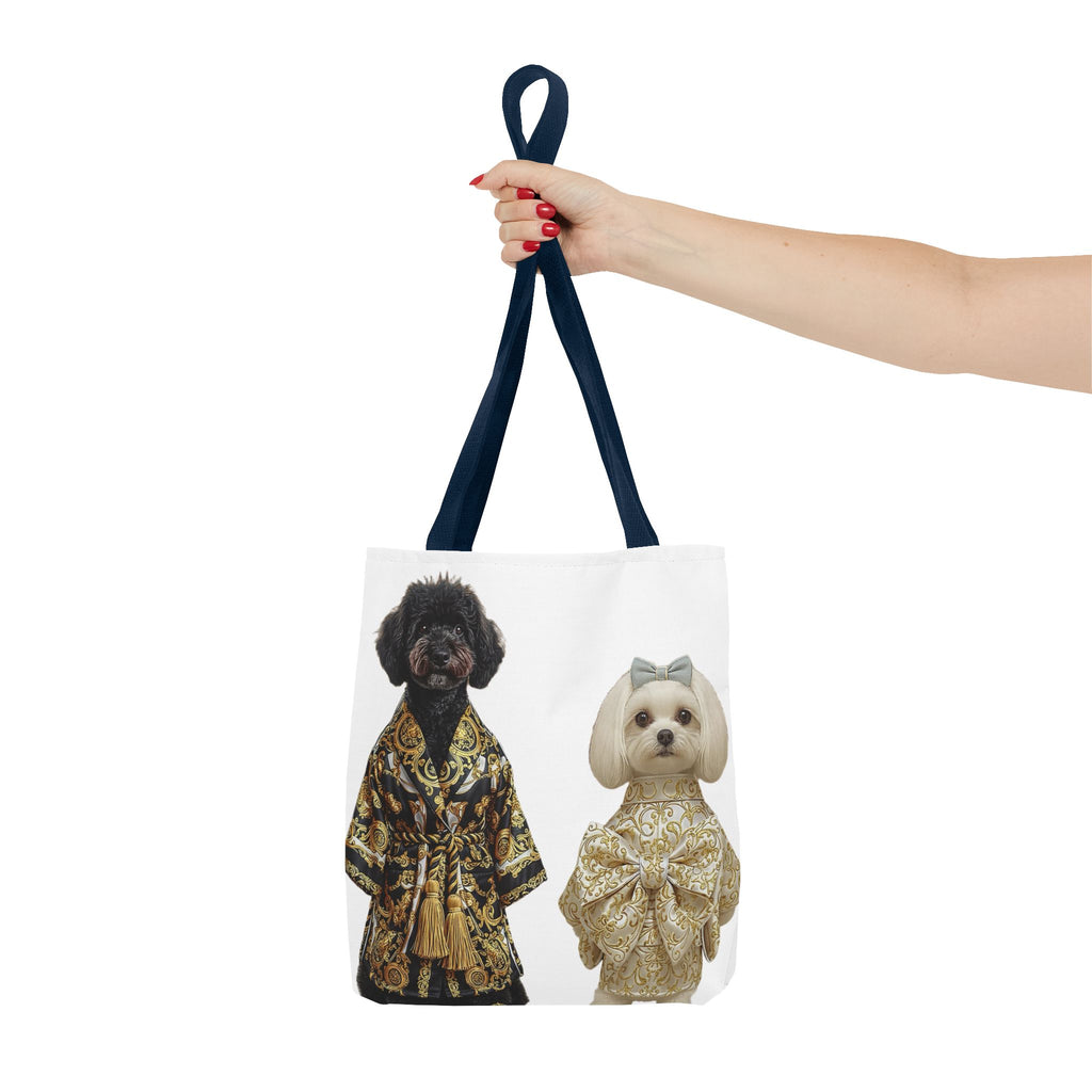 Black & Gold Duo Dog Tote Bag — Stylish All‑Over Print