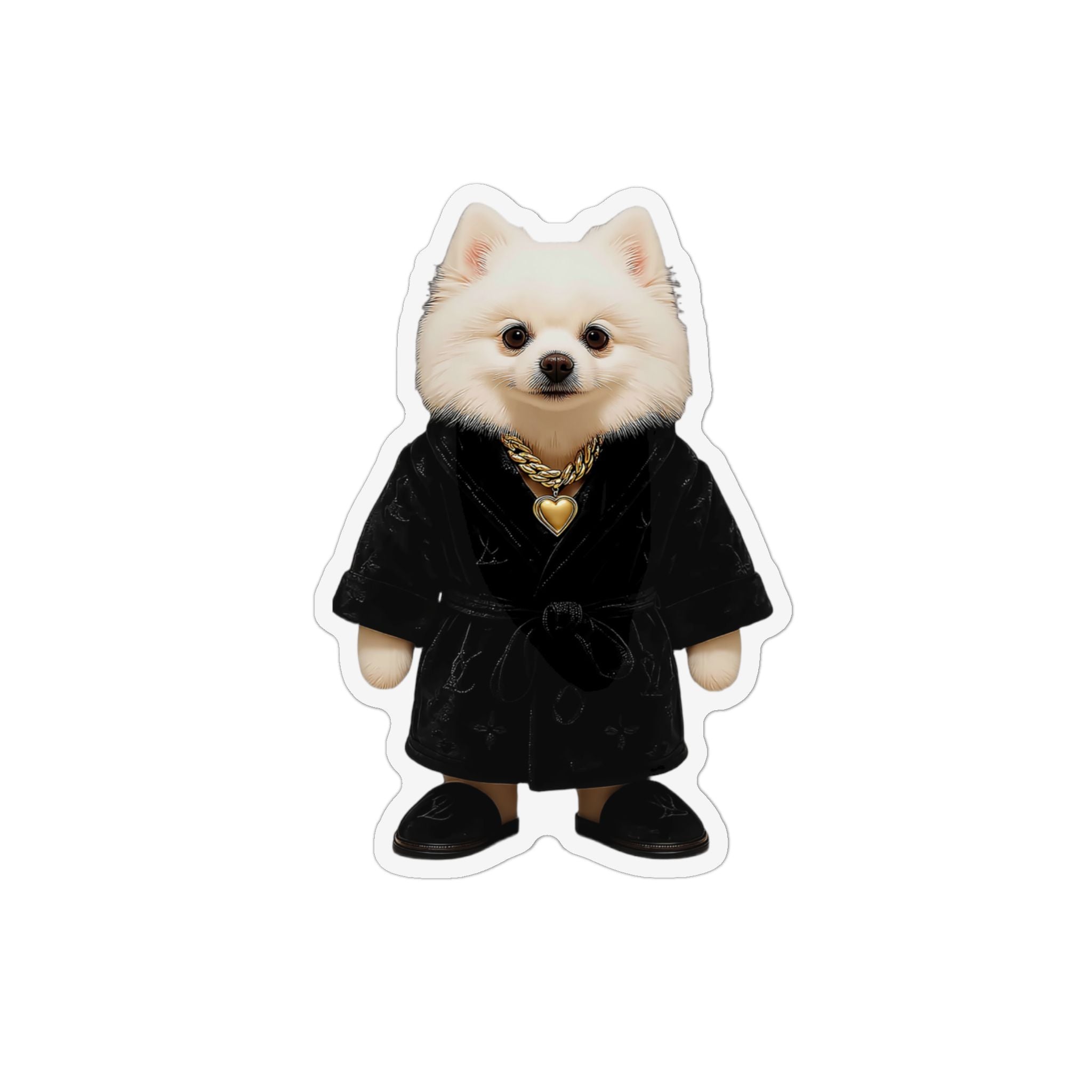 Pomeranian Dog Dressed in Black Robe Custom Shape Magnet — Funny Pet Décor