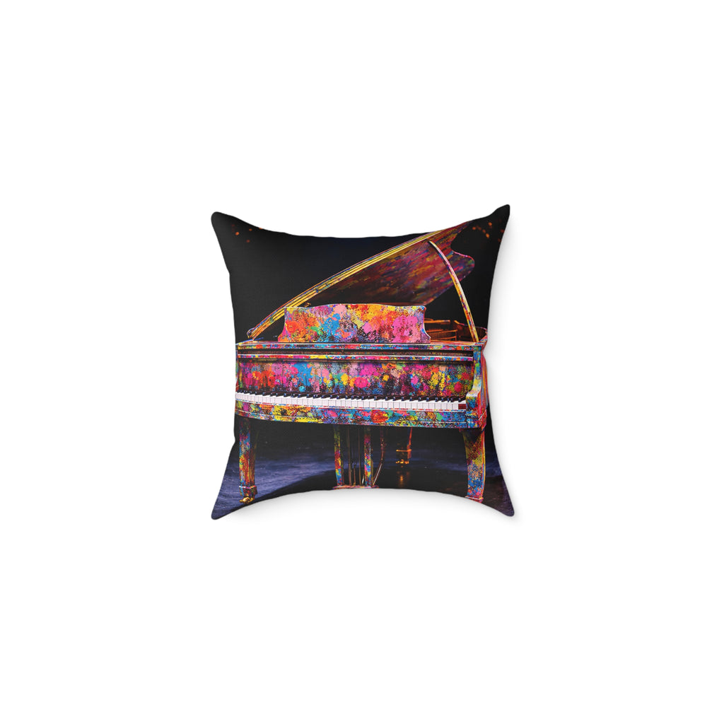 Colorful Grand Piano Art Pillow – Music Inspired Decorative Cushion