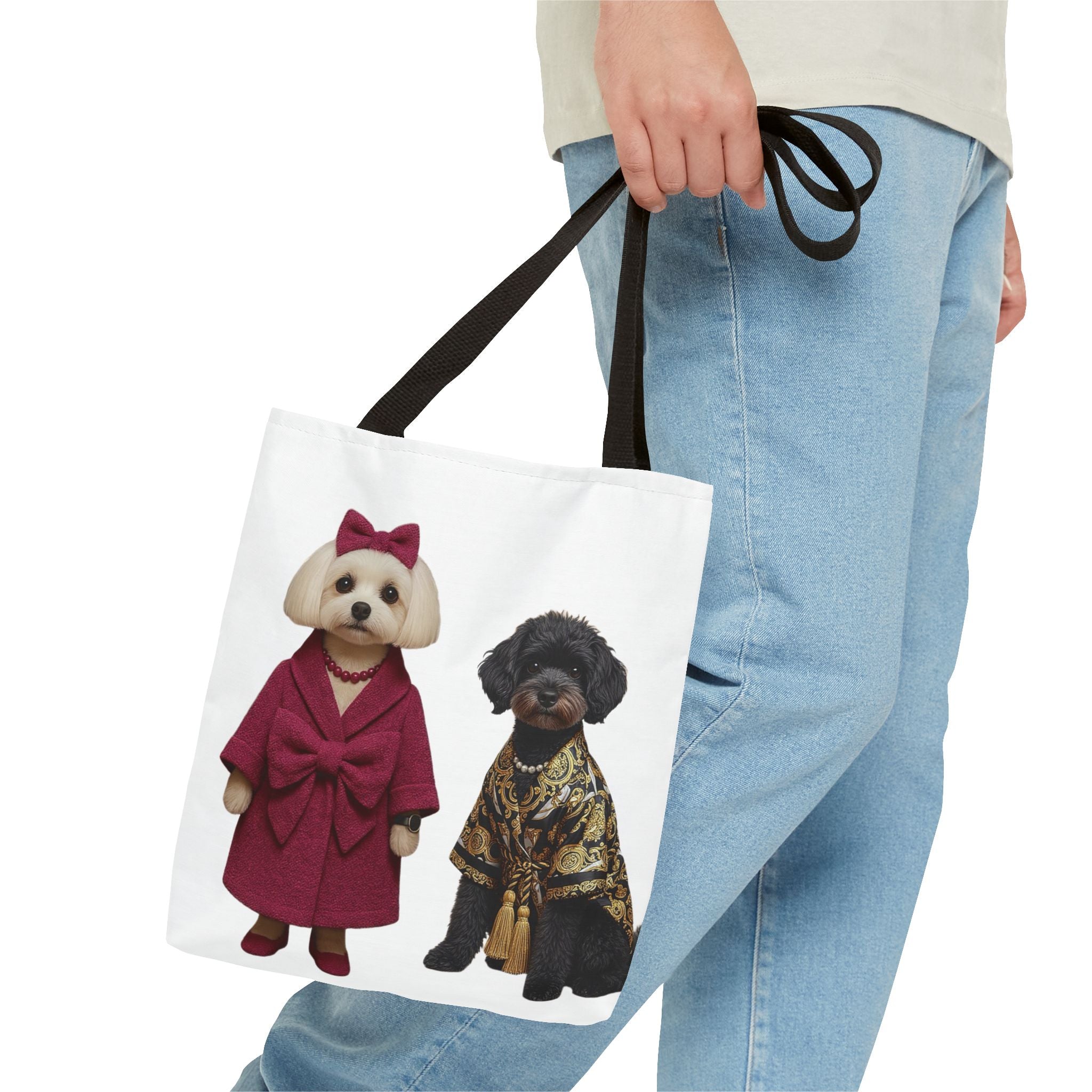Stylish Dog Duo Tote Bag – Fashionable Poodle & Shih Tzu Print