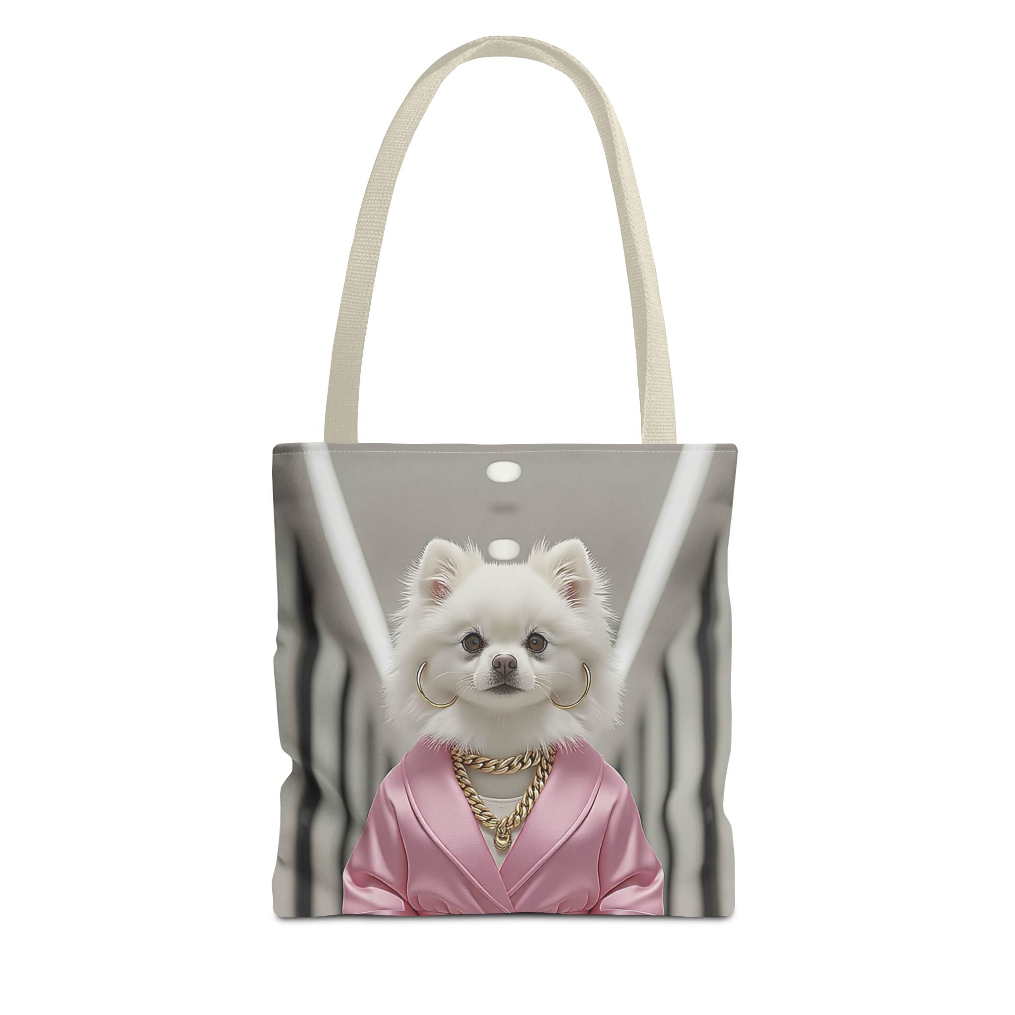 Luxury Dog Art Tote Bag – Pink Robe Puppy Tote for Dog Lovers