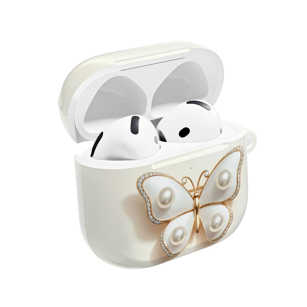 Pearl & Gold Butterfly AirPod Case — Jewelry-Inspired White Elegant Accessory