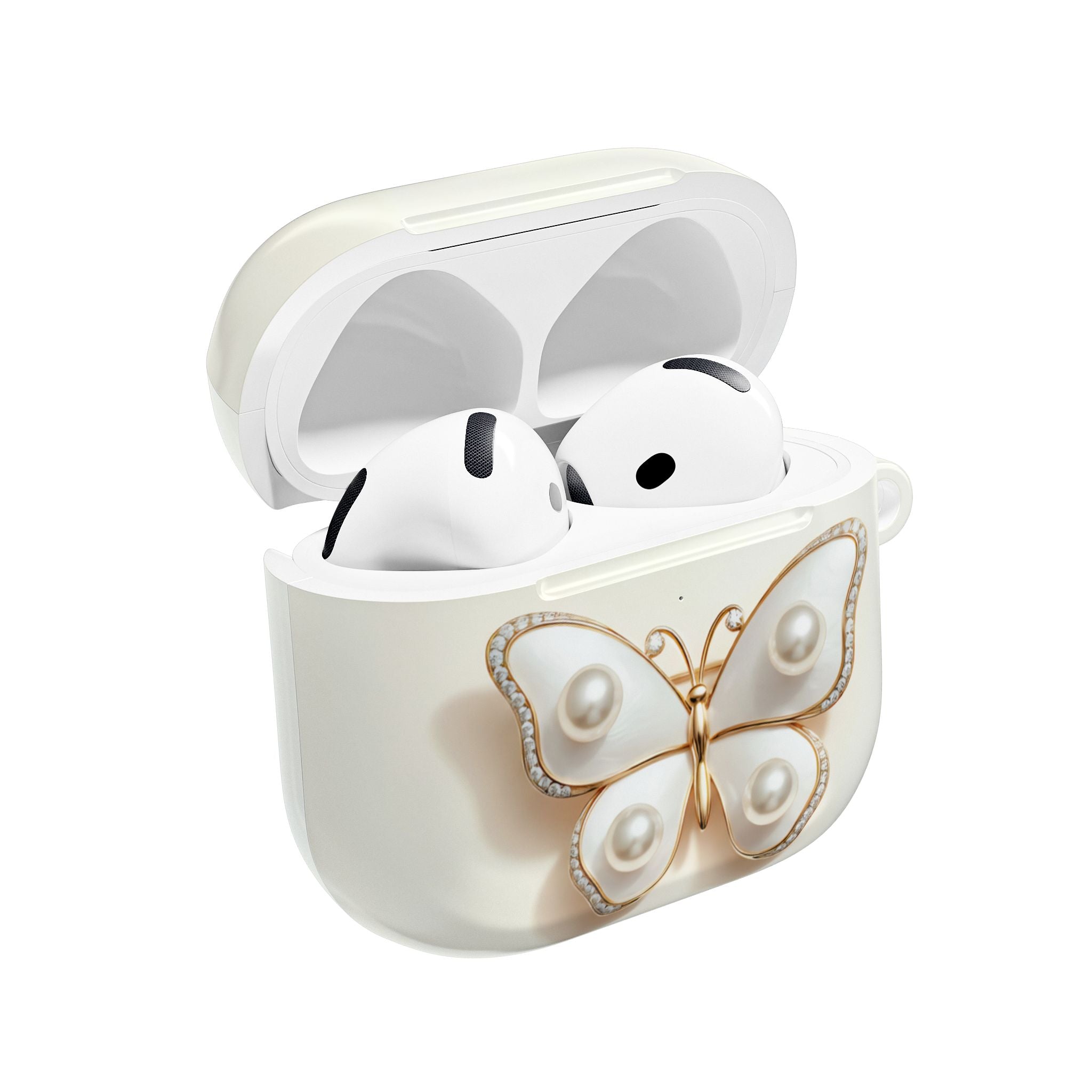 Pearl & Gold Butterfly AirPod Case — Jewelry-Inspired White Elegant Accessory