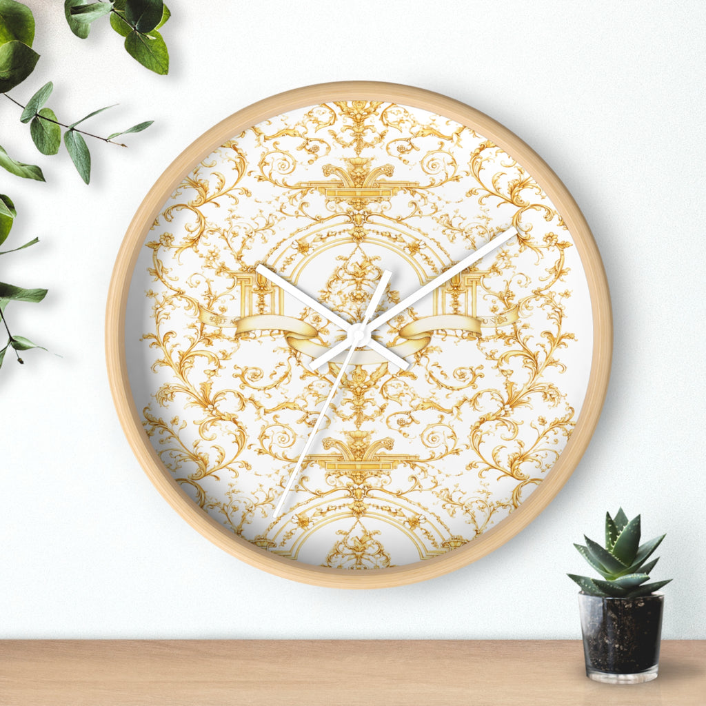 Elegant Gold Baroque Wall Clock | White & Gold Decorative Silent Clock