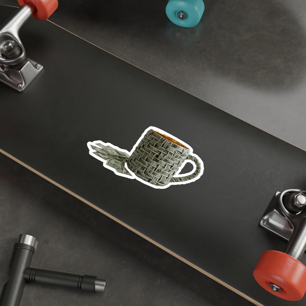 Money Mug Die-Cut Sticker — Minimalist Dollar Bill Woven Design