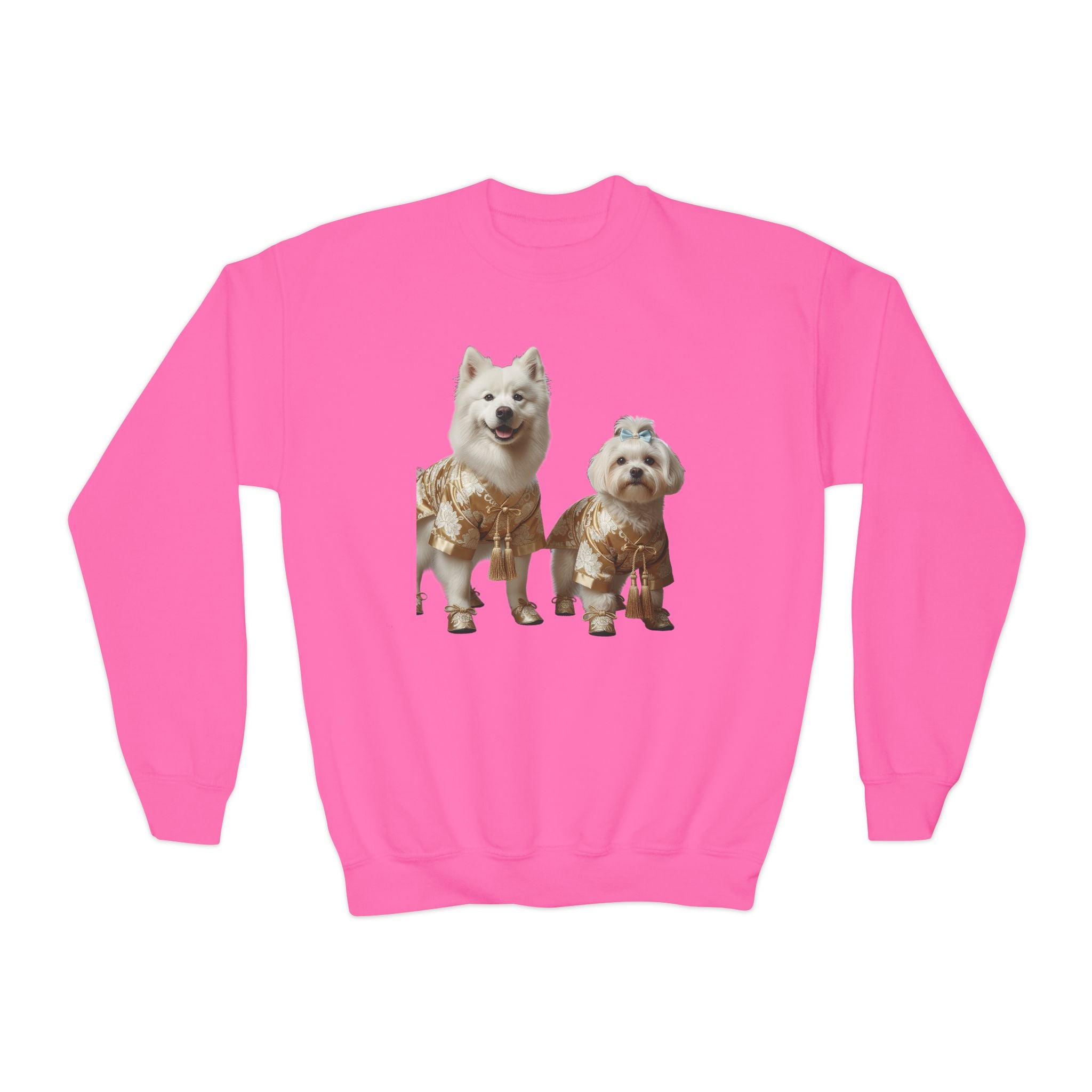 So Cute They Choose It First — Kids Sweatshirt with Twin Dog Illustration