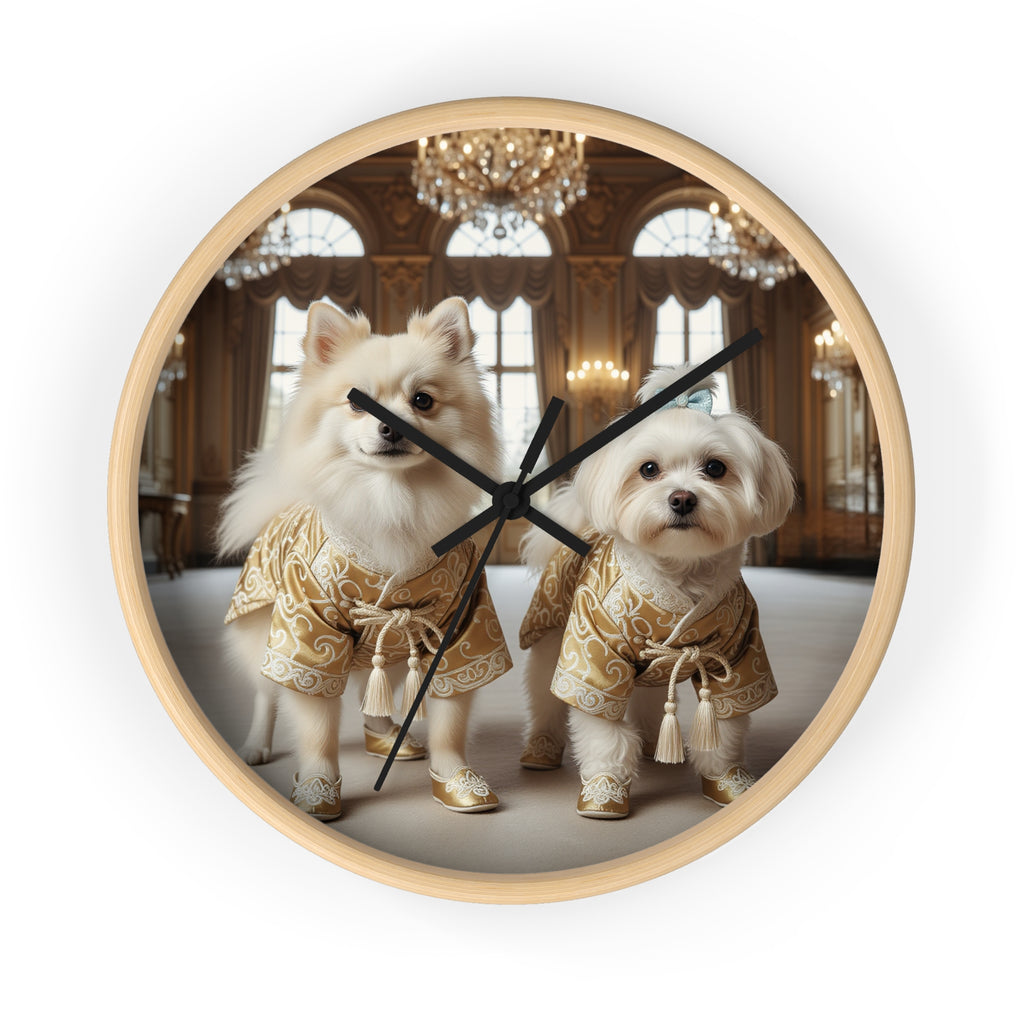 Luxury Golden Pups Wall Clock – Royal Palace Edition