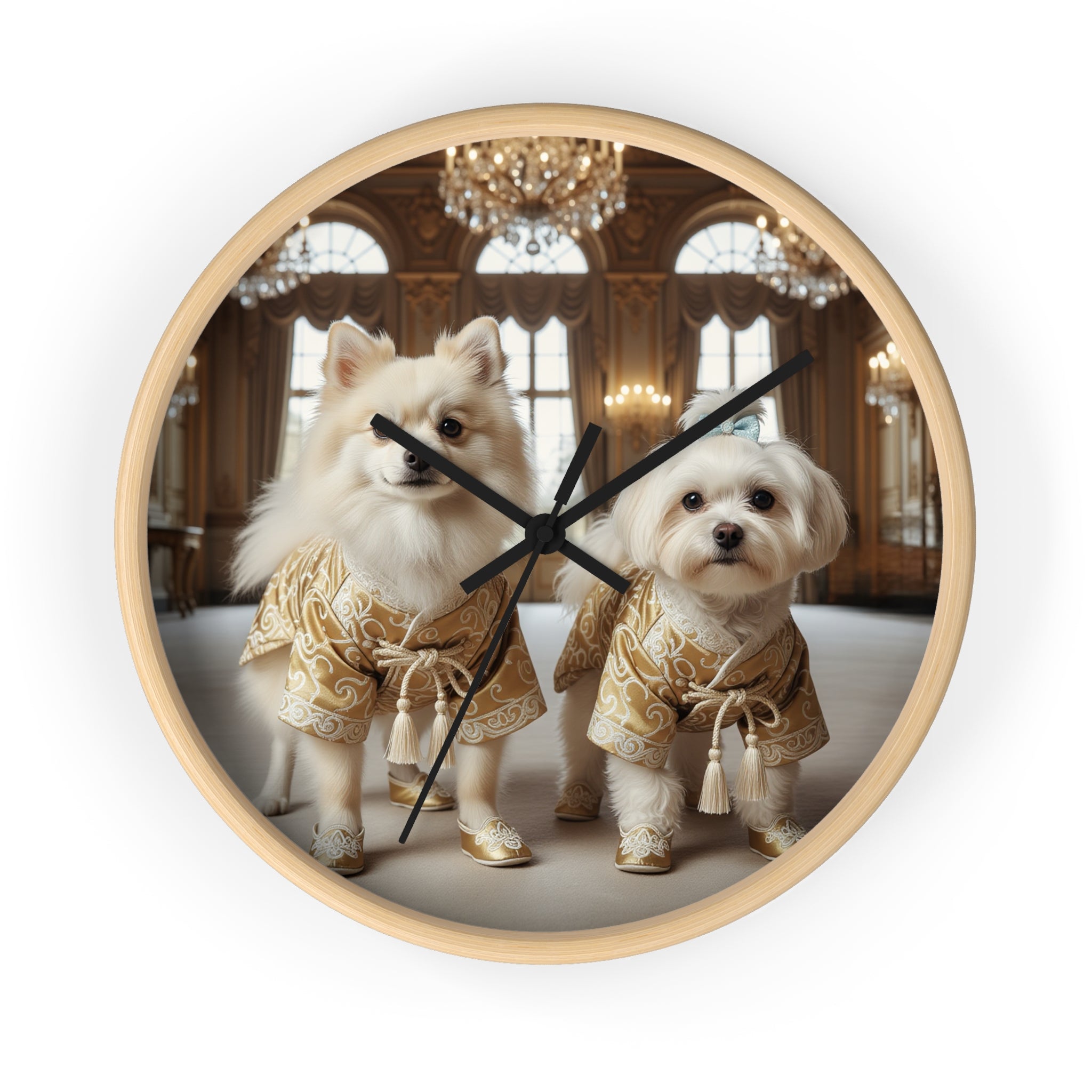 Luxury Golden Pups Wall Clock – Royal Palace Edition