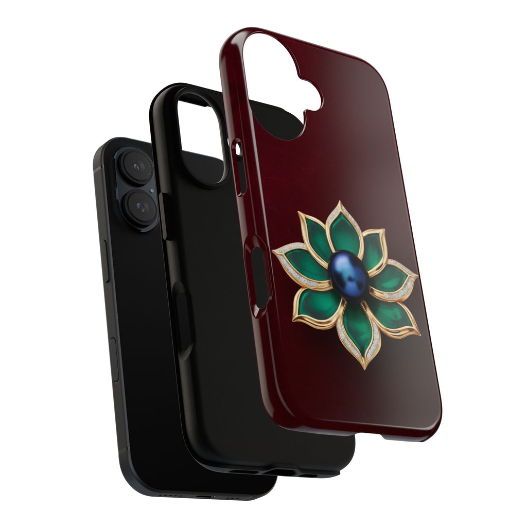 Burgundy & Emerald Floral Jewel Phone Case