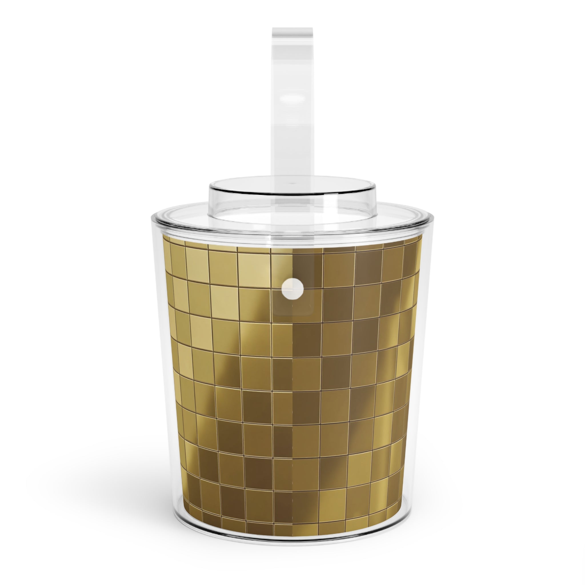 Gold Mosaic Ice Bucket with Tongs — Reflective Luxury Barware for Home & Entertaining