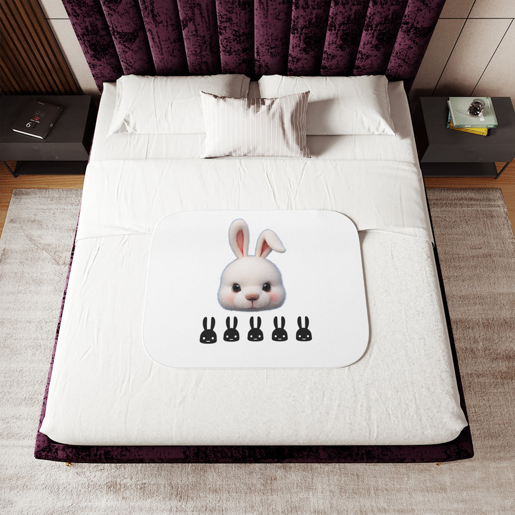 Cute Side Bunny Throw Blanket – Minimal Rabbit Illustration