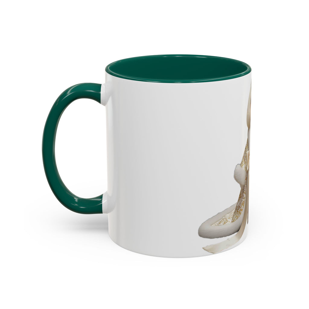 Regal Pup Love Mug – Elegant Gold Ribbon Edition
