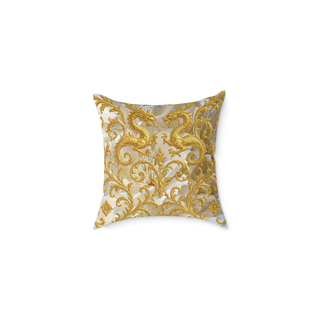 Golden Dragon Baroque Cushion Cover | Luxury Royal Gold Decorative Pillow