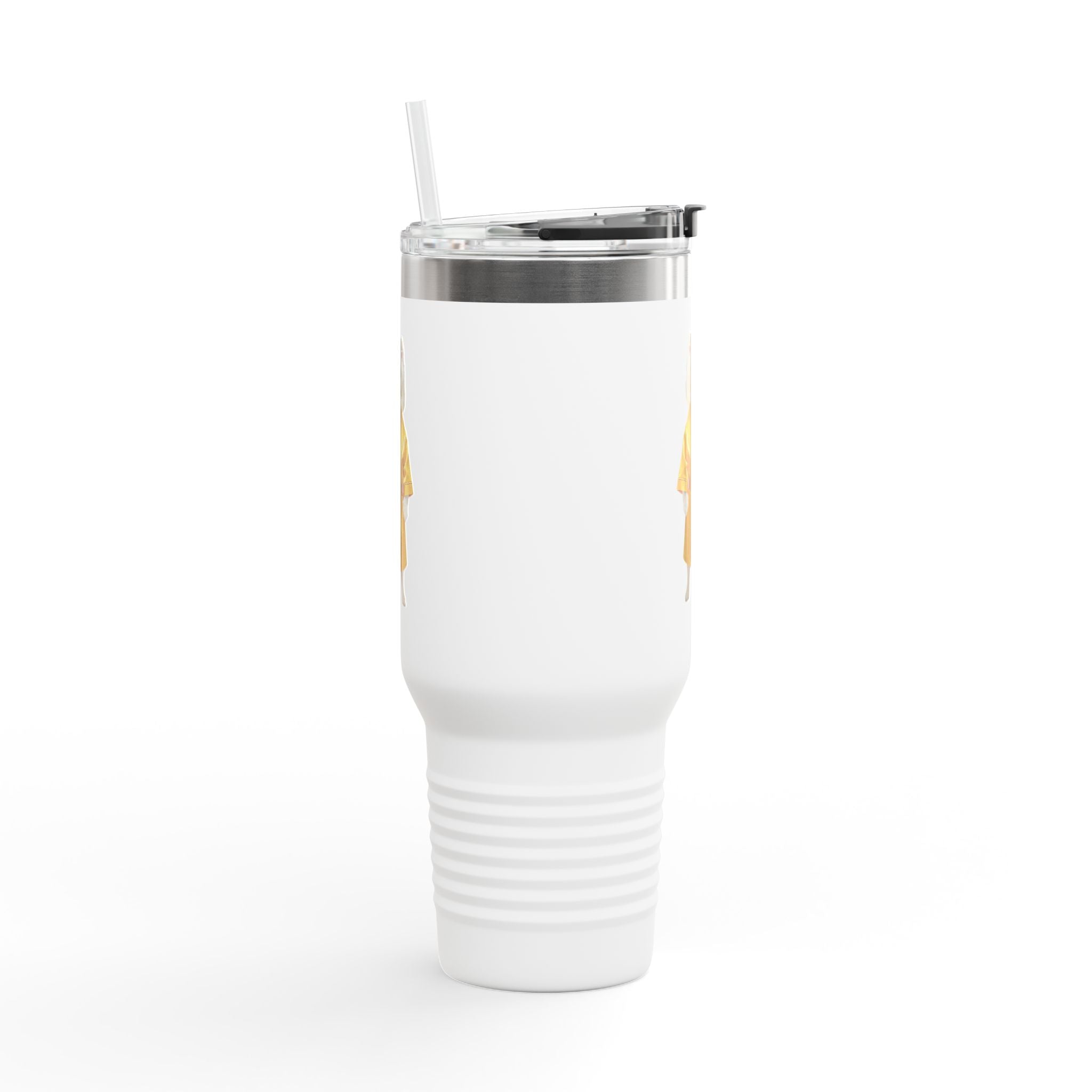 A tumbler that feels like walking with a royal Pomeranian in a golden hallway