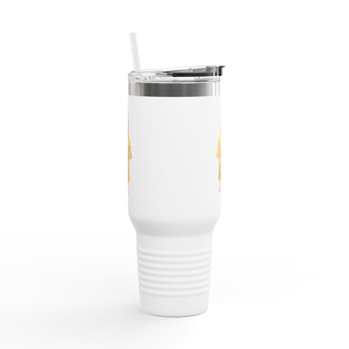A tumbler that feels like walking with a royal Pomeranian in a golden hallway