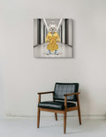 Luxury Gold Robe Dog Canvas Wall Art – Fashion Runway Style (36×36)