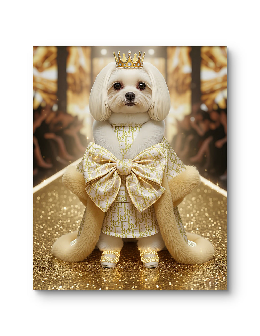 Luxury Dog Portrait Satin Canvas — Elegant Bedroom Wall Art