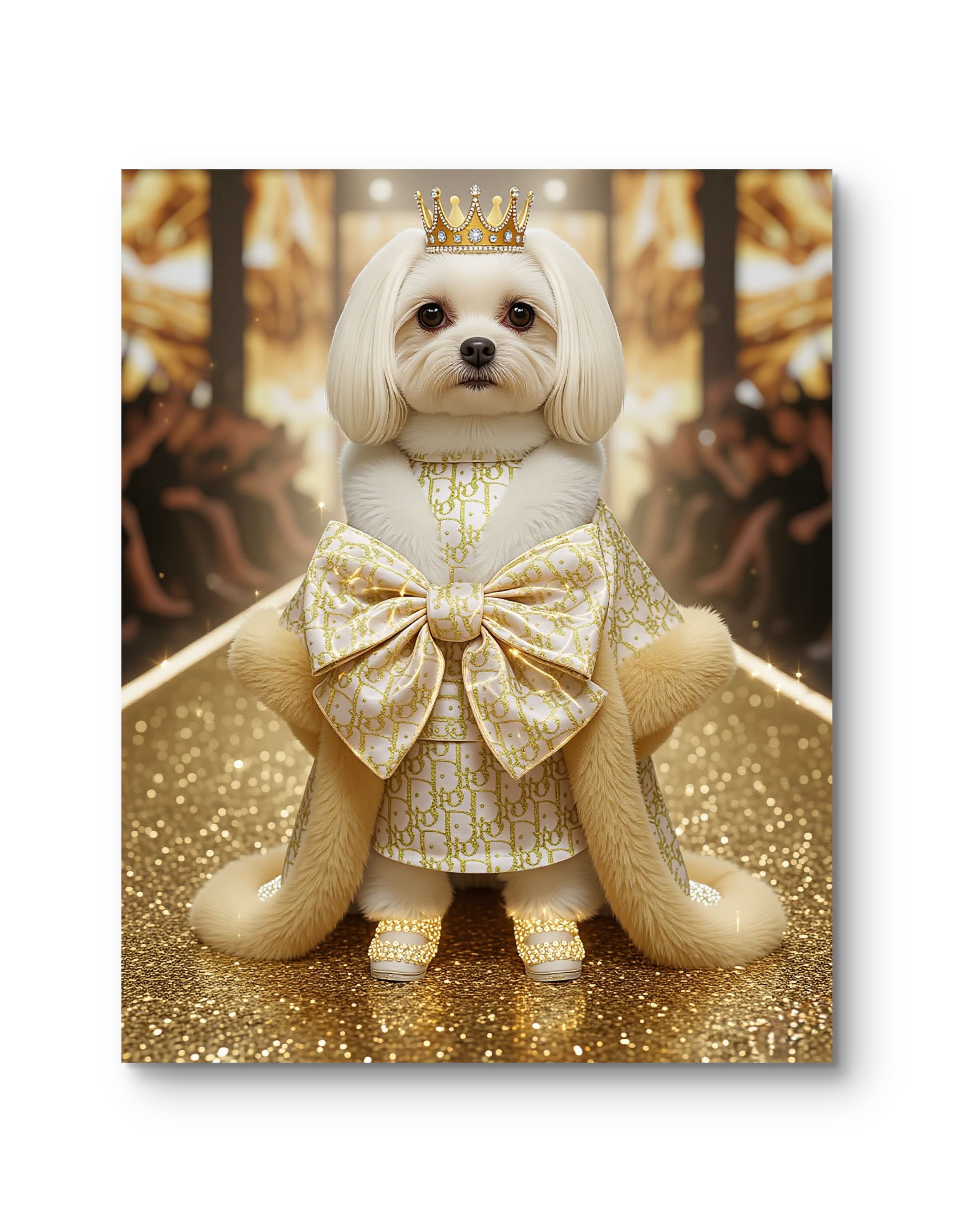 Luxury Dog Portrait Satin Canvas — Elegant Bedroom Wall Art