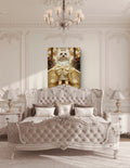 Luxury Dog Portrait Satin Canvas — Elegant Bedroom Wall Art