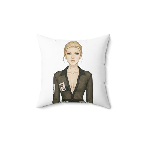 Anime Office Lady Decorative Pillow — Blonde Businesswoman Illustration