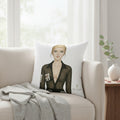 Anime Office Lady Decorative Pillow — Blonde Businesswoman Illustration