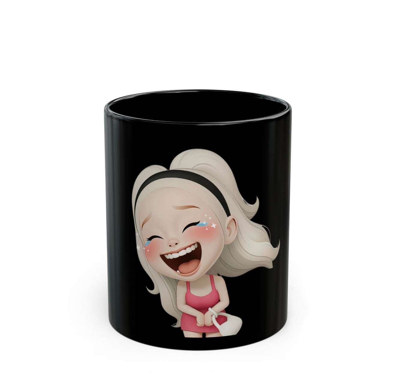 Choose Happy Black Mug — Smiling Character 11oz/15oz Coffee & Tea Gift
