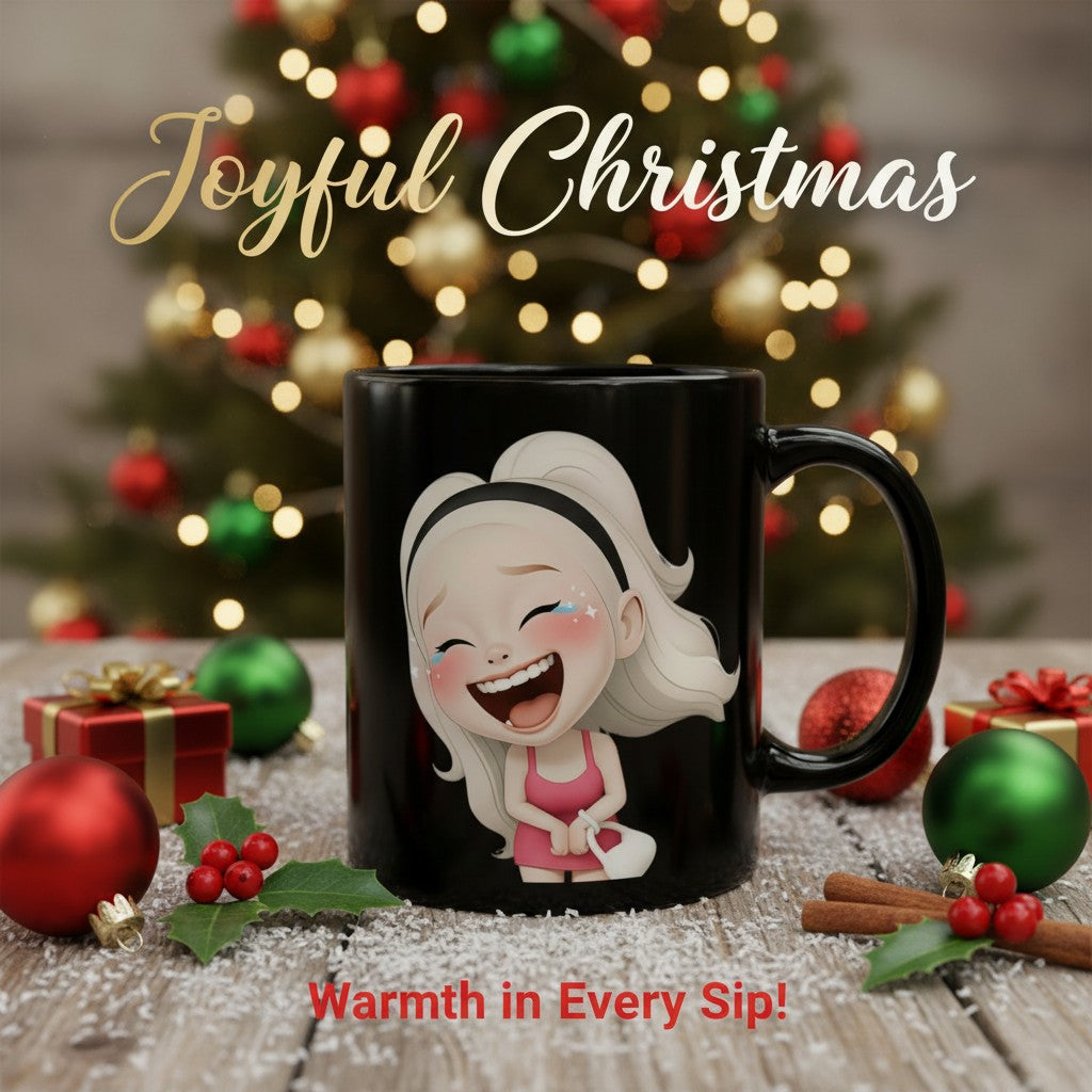 Choose Happy Black Mug — Smiling Character 11oz/15oz Coffee & Tea Gift
