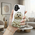 Luxury Princess Dog iPhone Case – Elegant White & Gold