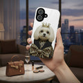 Luxury Royal Dog iPhone Case – Black & Gold Crown Design