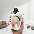 Cute Girl Illustration iPhone Case – Minimal Style
