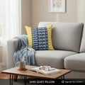 SHIN QUIET Square Cushion — Minimal Yellow & Navy Accent Pillow