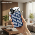 Minimalist "SHIN QUIET" Phone Case — Navy & White Typography
