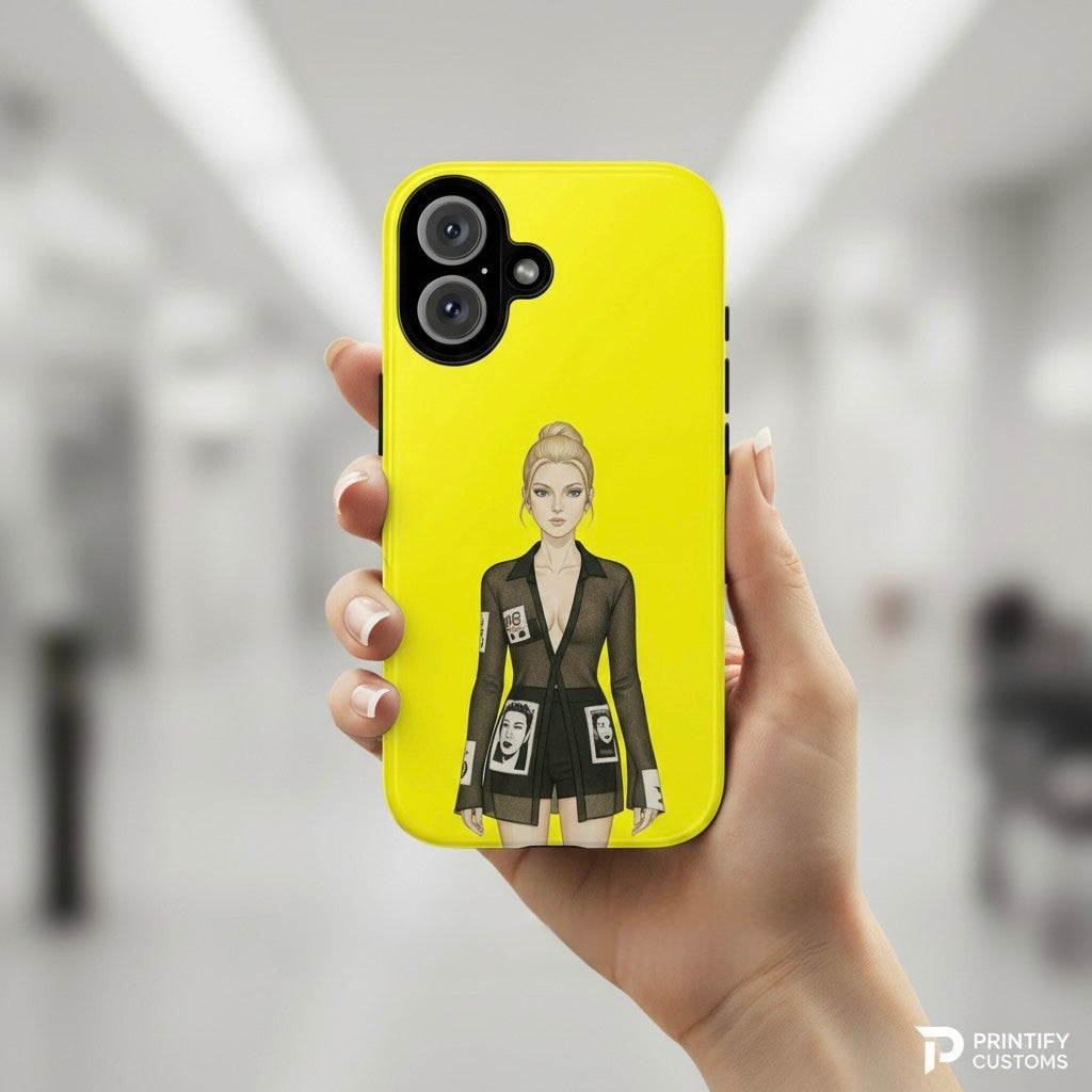 Yellow Fashion Illustration Phone Case — Minimal Editorial Art