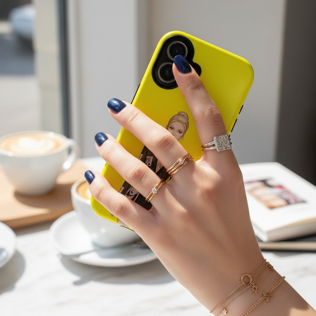 Yellow Fashion Illustration Phone Case — Minimal Editorial Art