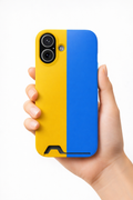 Blue & Yellow Color‑Block Slim Phone Case with Card Holder — Two‑Tone Protective Cover