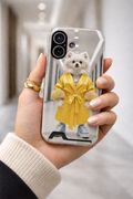 Luxury Dog iPhone Case with Card Slot – Yellow Robe Design