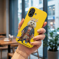 Floral Crown Dog iPhone Card Holder Case — Yellow Designer Phone Case