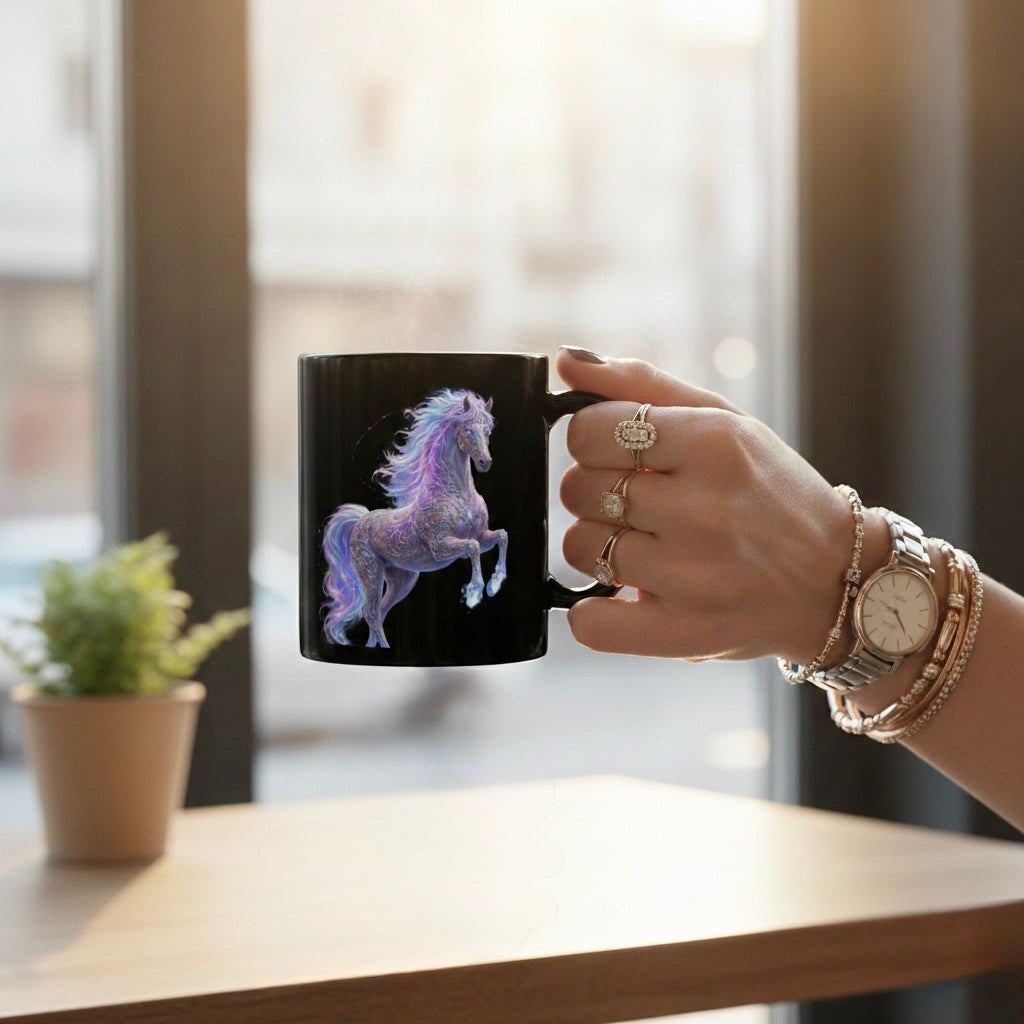 2026 Dream Horse Black Mug | Fantasy Horse Art Cup