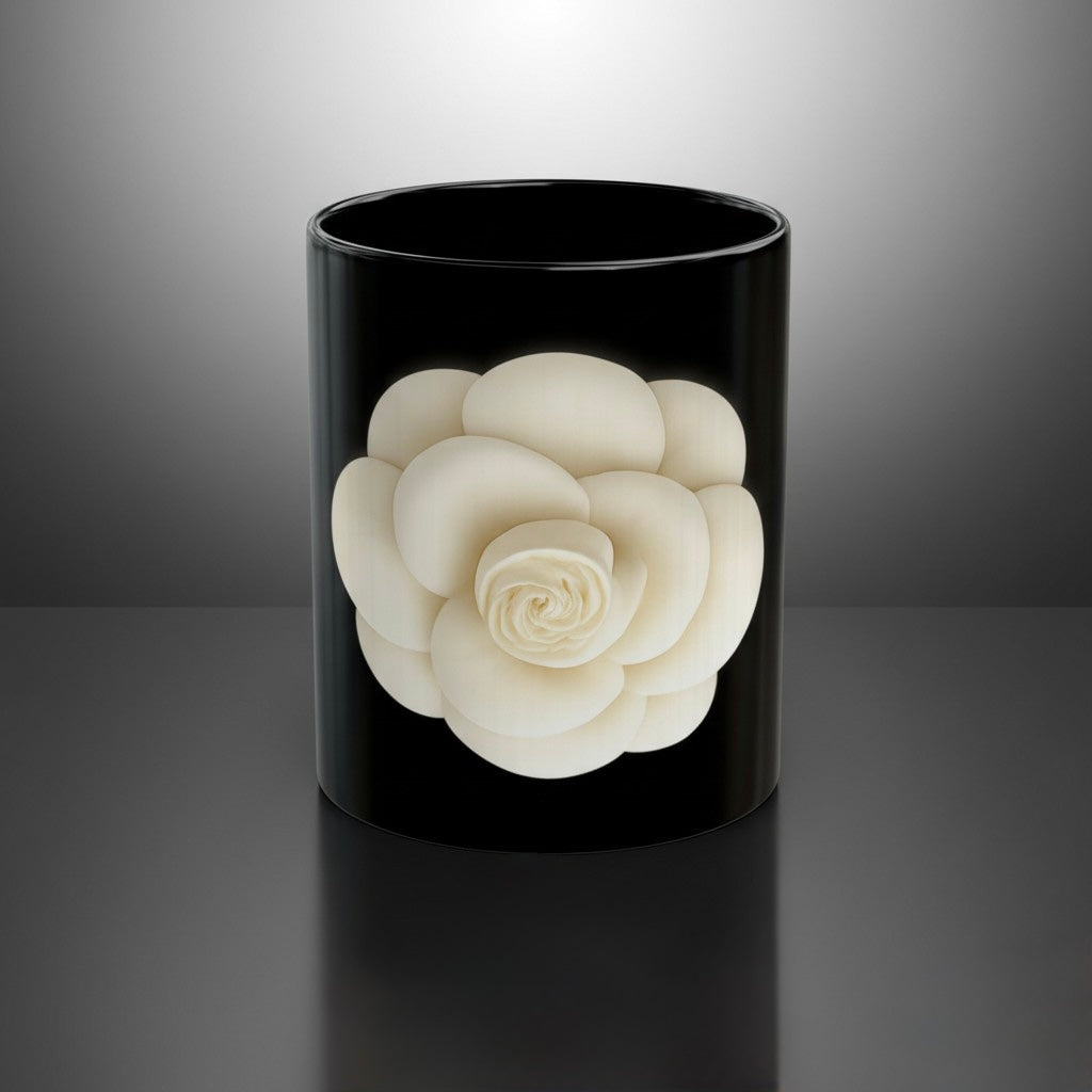 Black Camellia Mug – Quiet Luxury Flower Cup