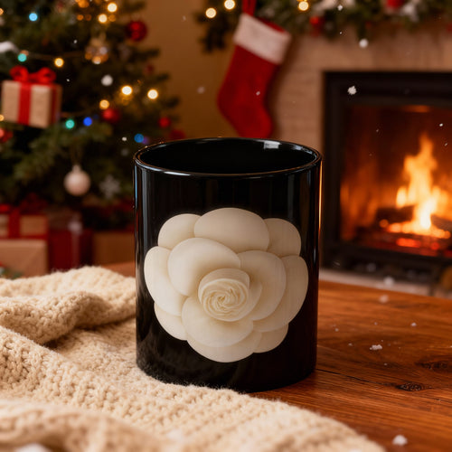 Black Camellia Mug – Quiet Luxury Flower Cup