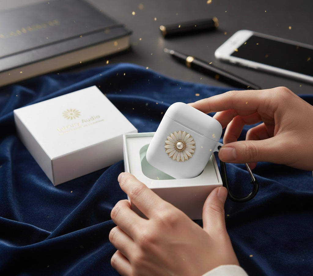 Floral Pearl AirPods Case — Luxury Keepsake Cover (Mint, Black, Navy, Blush, Ivory)